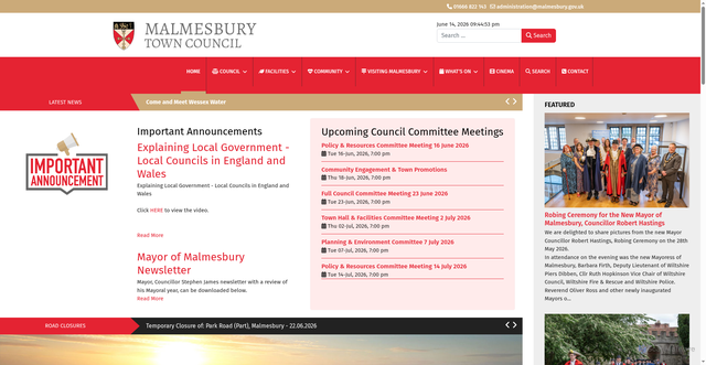 Security scan screenshot of http://www.malmesbury.gov.uk
