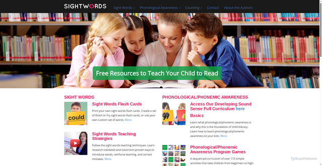 Security scan screenshot of https://sightwords.com