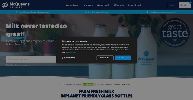 Security scan screenshot of https://www.mcqueensdairies.co.uk