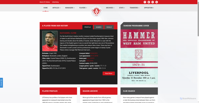 Security scan screenshot of https://www.lfchistory.net/