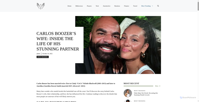 Security scan screenshot of https://prayervibe.co.uk/carlos-boozers-wife/