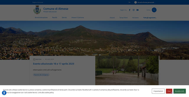 Security scan screenshot of https://comune.almese.to.it/