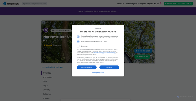 Security scan screenshot of https://www.collegesimply.com/colleges/illinois/northwestern-university/
