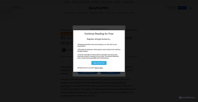 Security scan screenshot of https://www.benefitspro.com/2024/12/17/eli-lilly-expands-access-to-weight-loss-drug-zepbound/