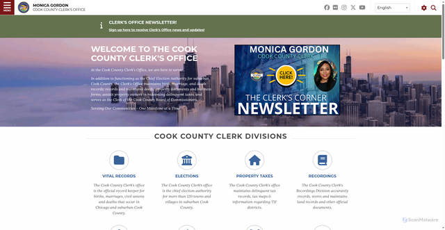 Security scan screenshot of https://www.cookcountyclerkil.gov/