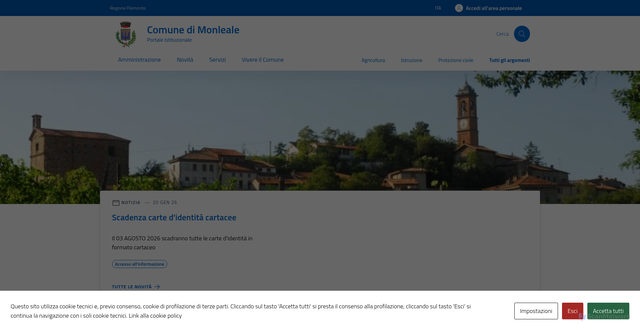 Security scan screenshot of https://www.comune.monleale.al.it