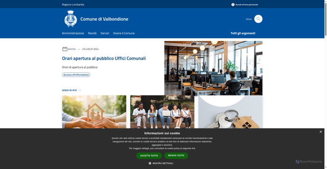 Security scan screenshot of https://www.comune.valbondione.bg.it