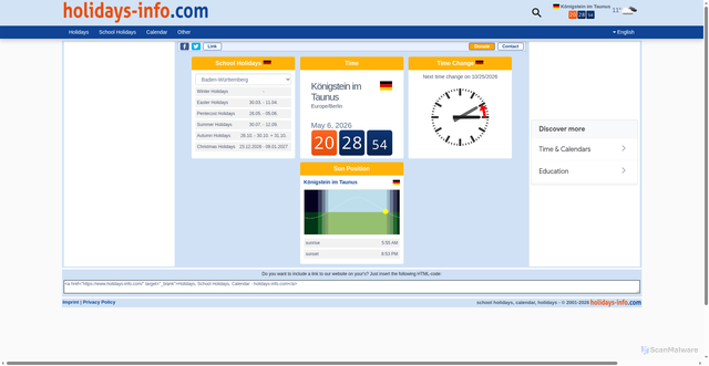 Security scan screenshot of https://www.holidays-info.com