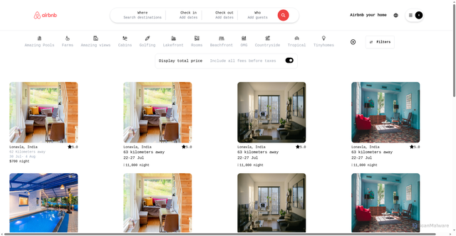 Security scan screenshot of https://airbnb-frontend-beryl.vercel.app/