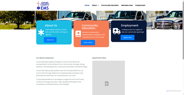 Security scan screenshot of https://adamscountyemsoh.gov/