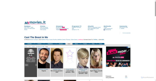 Security scan screenshot of https://www.mymovies.it/film/2025/the-beast-in-me/cast/