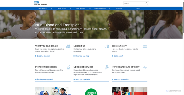 Security scan screenshot of https://www.nhsbt.nhs.uk/