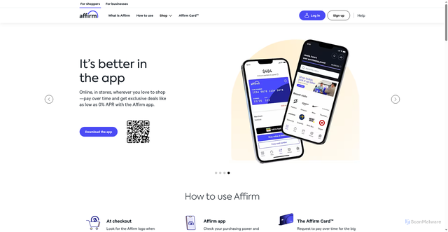Security scan screenshot of https://www.affirm.com/