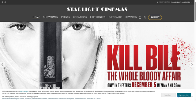 Security scan screenshot of https://www.starlightcinemas.com/