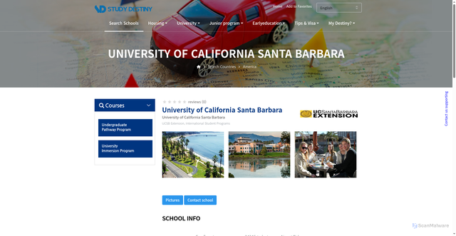 Security scan screenshot of https://www.studydestiny.com/america/school-view.html?sc_id=1014