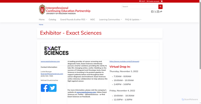 Security scan screenshot of https://ce.icep.wisc.edu/E-32053-exact-sciences