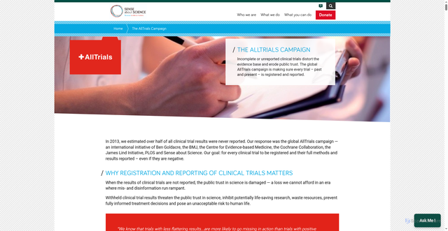 Security scan screenshot of https://senseaboutscience.org/alltrials/