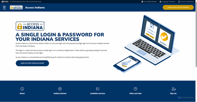 Security scan screenshot of https://www.in.gov/access/