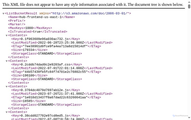 Security scan screenshot of https://d36jcksde1wxzq.cloudfront.net/
