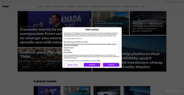 Security scan screenshot of https://thenextweb.com