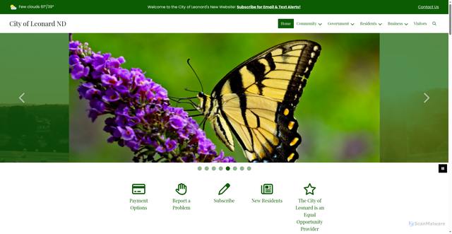 Security scan screenshot of https://cityofleonardnd.gov/