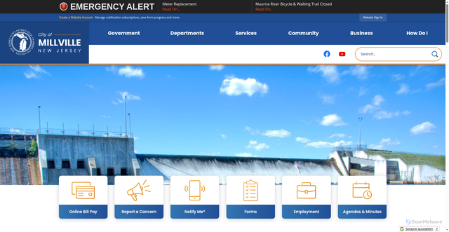 Security scan screenshot of https://millvillenj.gov/