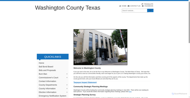 Security scan screenshot of https://www.co.washington.tx.us/