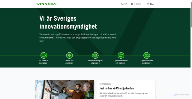 Security scan screenshot of https://www.vinnova.se
