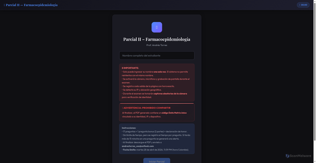 Security scan screenshot of https://parcial1farmacoepidemios12026-74ah59ukil.edgeone.app/