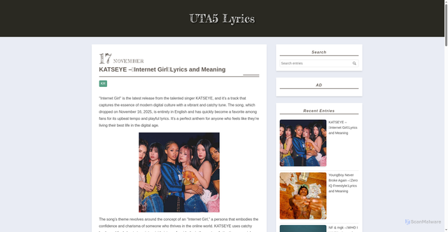 Security scan screenshot of https://poplyrics.uta5.com/entry/2025/11/17/133056