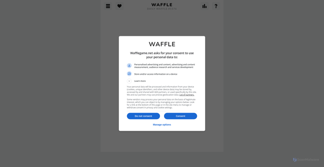 Security scan screenshot of https://waffle.game