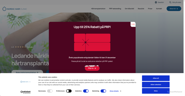 Security scan screenshot of https://nordichair.com/