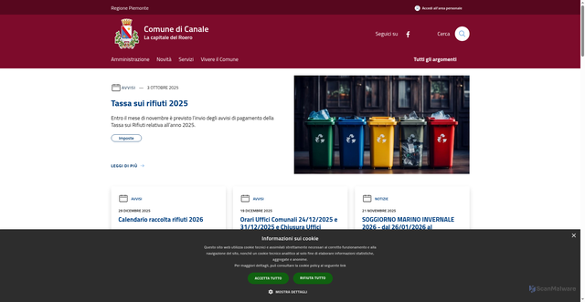 Security scan screenshot of https://www.comune.canale.cn.it/it