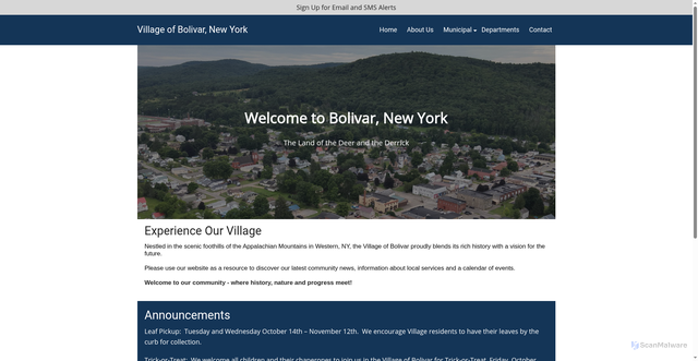 Security scan screenshot of https://www.villageofbolivarny.gov/