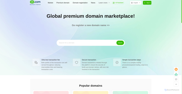Security scan screenshot of https://dn.com