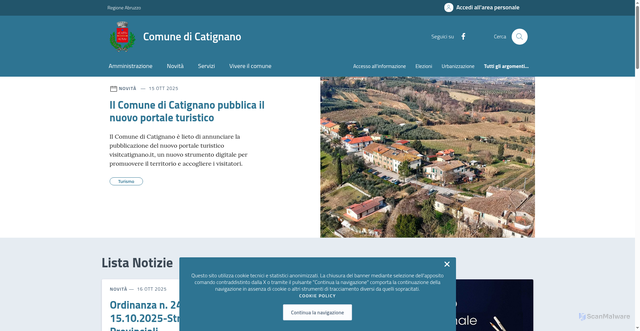 Security scan screenshot of https://comune.catignano.pe.it/