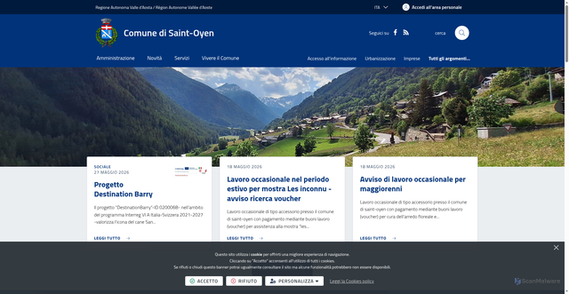 Security scan screenshot of https://www.comune.saintoyen.ao.it