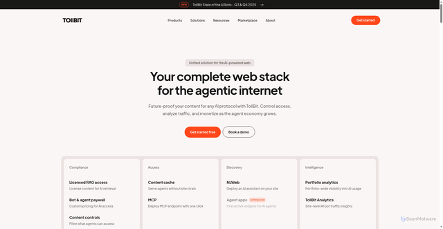 Security scan screenshot of https://tollbit.com