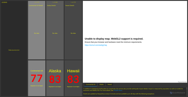 Security scan screenshot of https://www.arcgis.com/apps/dashboards/eac9f4e6dce84b3fba43150e123b6b98