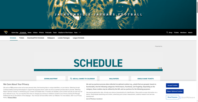 Security scan screenshot of https://www.jaguars.com/schedule/