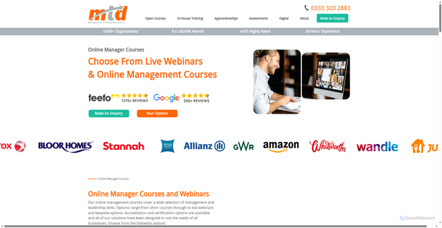 Security scan screenshot of https://www.mtdtraining.com/online-management-training