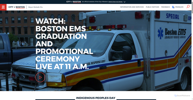 Security scan screenshot of https://www.boston.gov/