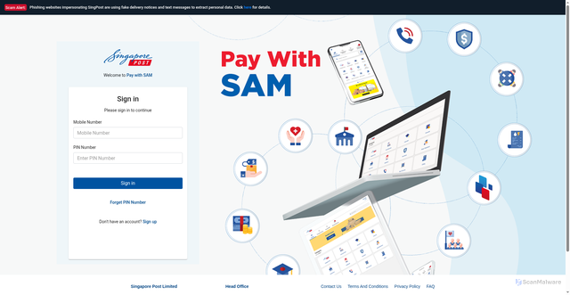 Security scan screenshot of https://mysam.singpost.com