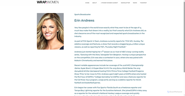 Security scan screenshot of https://wrapwomen.thewrap.com/team/erin-andrews/