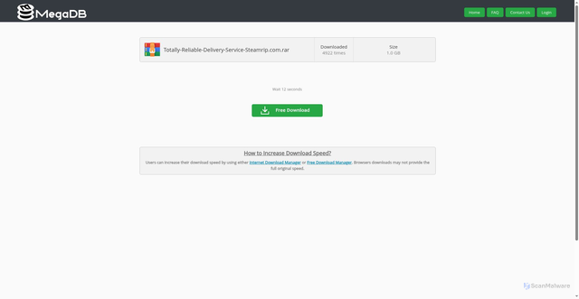 Security scan screenshot of https://megadb.net/d/5m