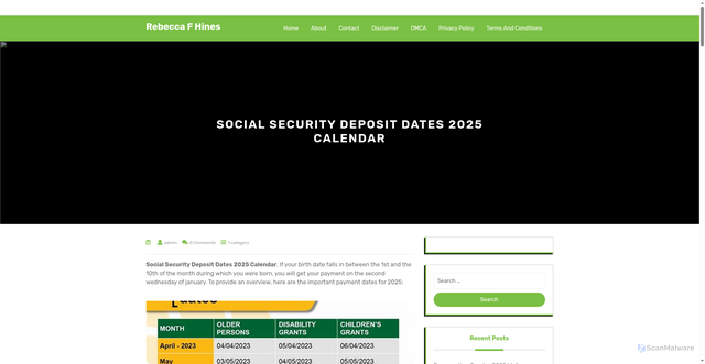 Security scan screenshot of https://rebeccafhinesr.pages.dev/sypqk-social-security-deposit-dates-2025-calendar-jbccu/