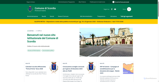 Security scan screenshot of https://www.comune.scordia.ct.it/