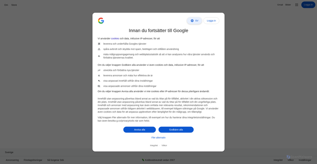 Security scan screenshot of google.com