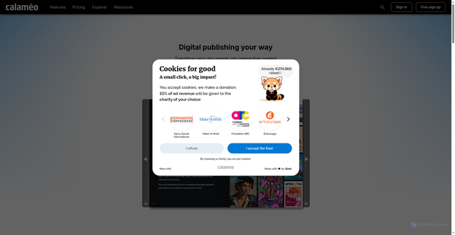 Security scan screenshot of https://www.calameo.com