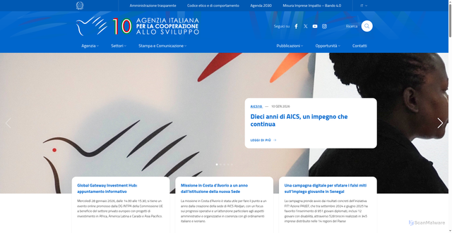 Security scan screenshot of https://www.aics.gov.it/